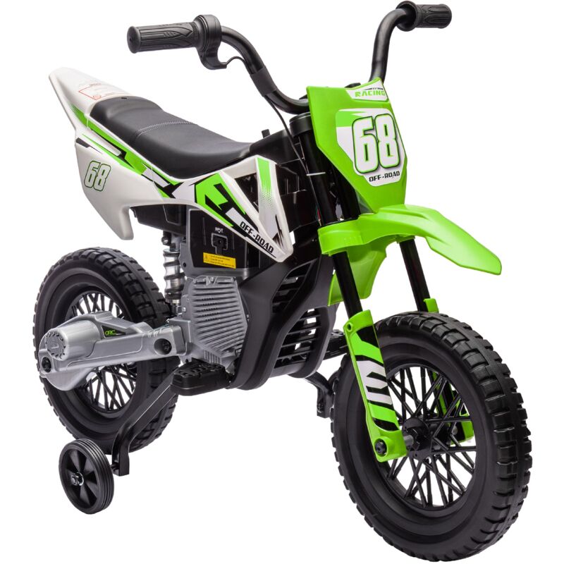 foto del prodotto giordanoshop moto elettrica per bambini con rotelle e indicatore di carica verde