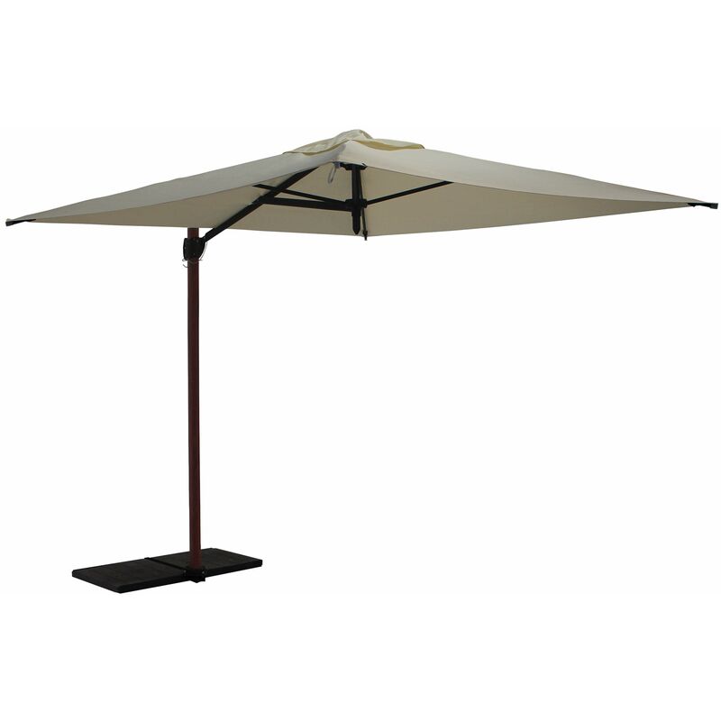 foto del prodotto giordanoshop ombrellone da giardino decentrato 2,5x2,5m palo in alluminio effetto legno tessuto poliestere trend wood ecru