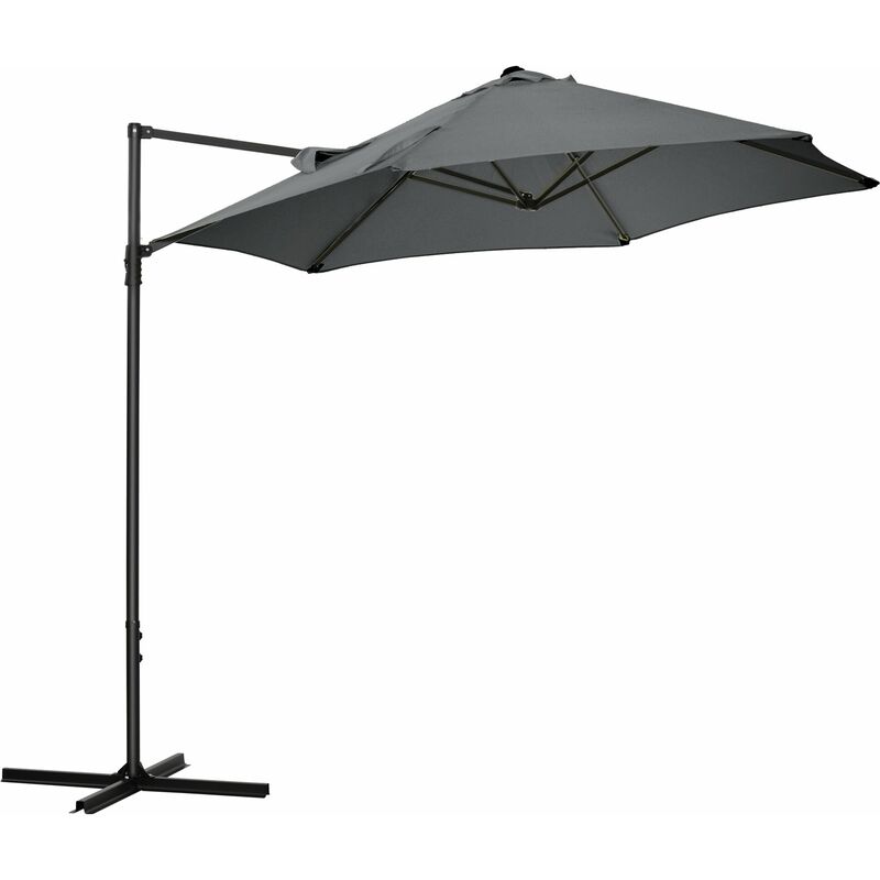 foto del prodotto giordanoshop ombrellone da giardino decentrato 256x245 cm in acciaio e poliestere grigio scuro
