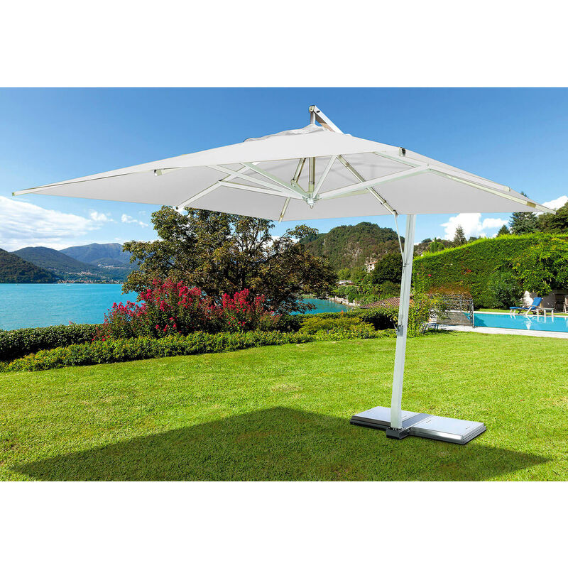 foto del prodotto giordanoshop ombrellone da giardino decentrato in alluminio 3,5x3,5m vorghini bianco