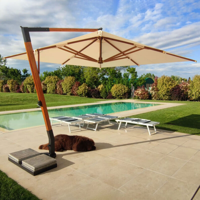foto del prodotto giordanoshop ombrellone decentrato da giardino 3,5x3,5m braccio in legno ecr 