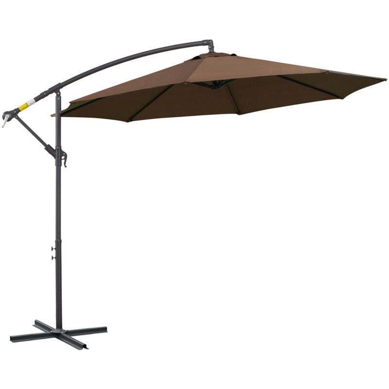 foto del prodotto giordanoshop ombrellone decentrato da giardino 300x250 cm con base a croce e manovella in acciaio e poliestere caff 