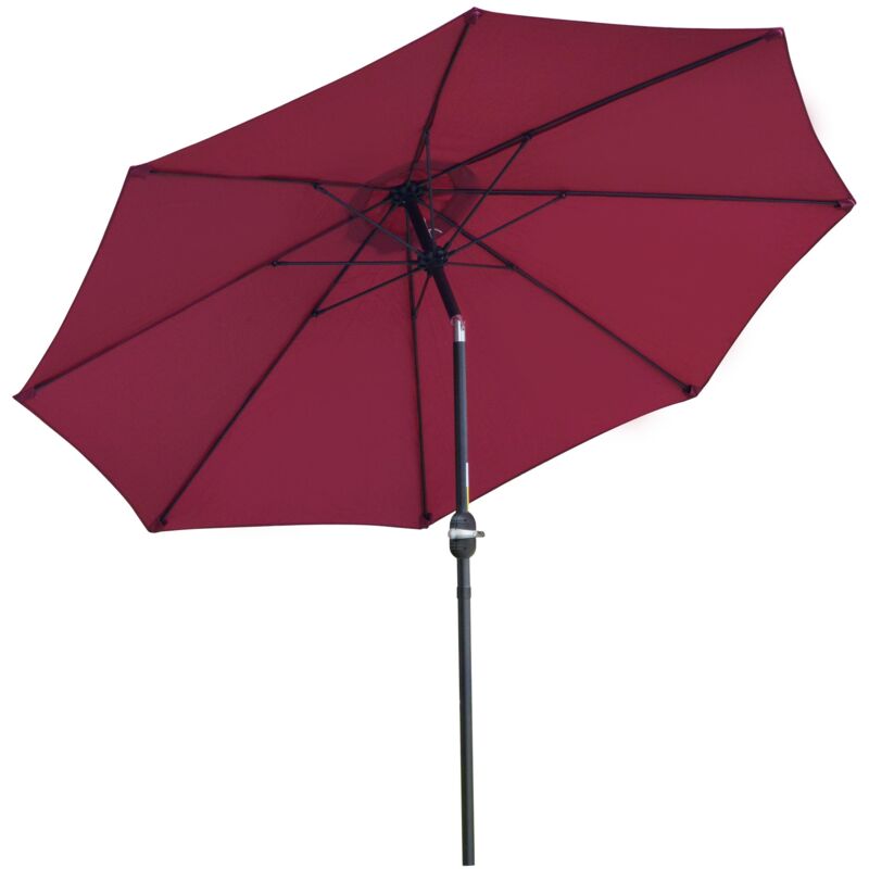 foto del prodotto giordanoshop ombrellone rotondo e regolabile 265x240 cm in poliestere metallo e fibra di vetro rosso e nero