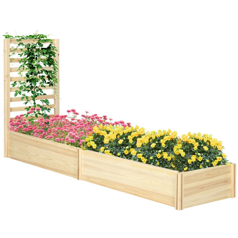 foto del prodotto giordanoshop orto in cassetta fioriera con traliccio per rampicanti e fondo aperto 230x60x110 cm in legno