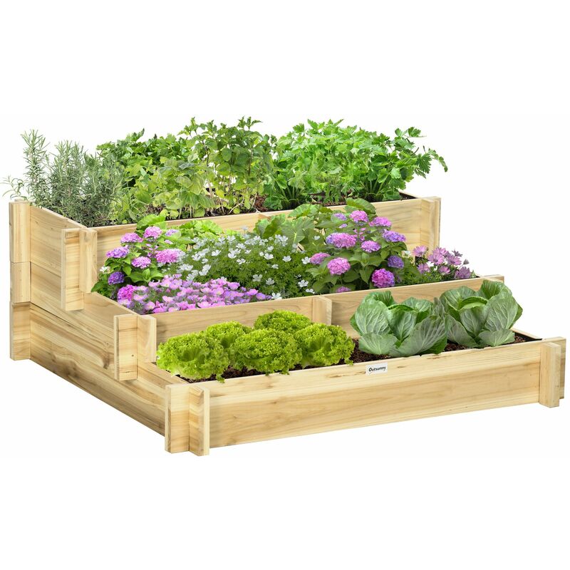 foto del prodotto giordanoshop orto rialzato 3 livelli 93x93x35 cm in legno d abete naturale