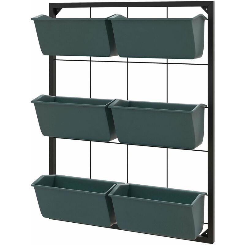 foto del prodotto giordanoshop orto verticale a 3 livelli con 6 vasi 52x14x66 cm in acciaio e plastica verde scuro