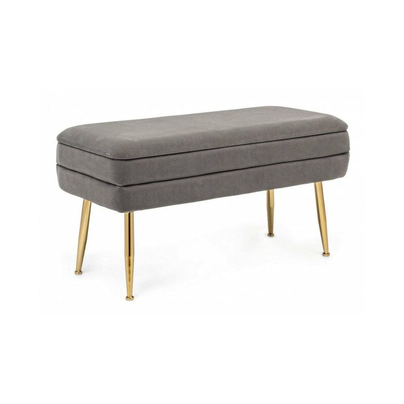 foto del prodotto giordanoshop panca contenitore pavlina in tessuto effetto velluto grigio