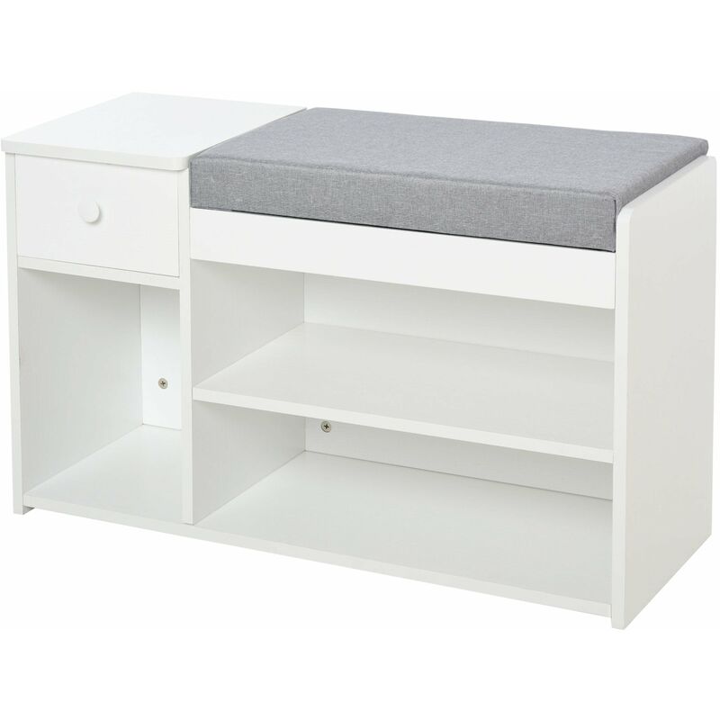 foto del prodotto giordanoshop panca da ingresso scarpiera 81x31,5x49 cm in legno bianco