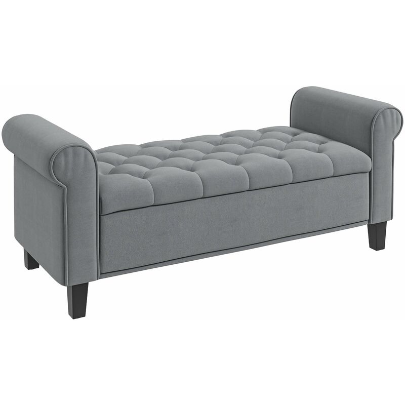 foto del prodotto giordanoshop panca fondo letto 126x48,5x57 cm in tessuto vellutato grigio