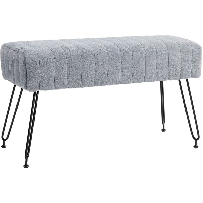 foto del prodotto giordanoshop panca fondo letto imbottita 82x30x47 cm pelliccia sintetica grigia