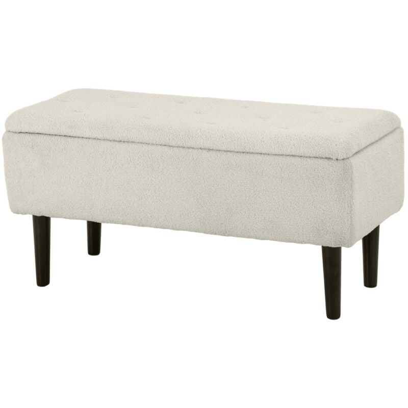 foto del prodotto giordanoshop panca fondoletto con vano contenitore da 47l 95x38x45 cm rivestimento boucl beige