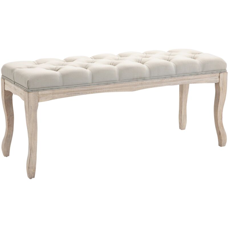 foto del prodotto giordanoshop panca fondoletto vintage trapuntata a bottoni 110x40x48 cm tessuto effetto lino beige