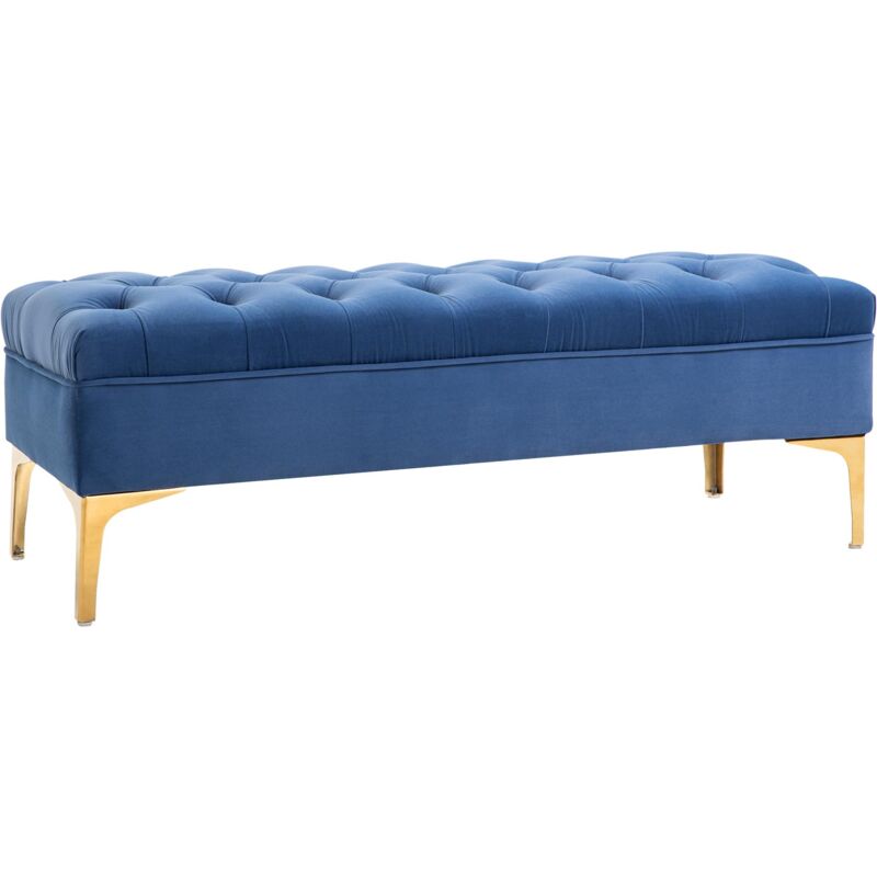 foto del prodotto giordanoshop panca imbottita fondoletto 118x45x42 cm in tessuto vellutato blu
