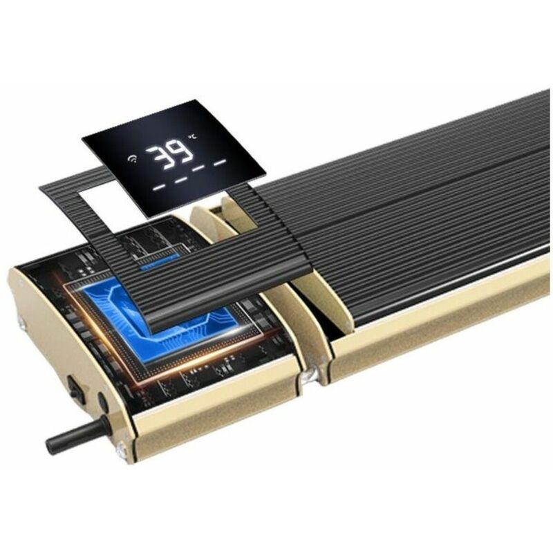 foto del prodotto giordanoshop - pannello radiante riscaldante wi-fi ad infrarossi 159,5x18,9x6,7 cm 2400w sined nero