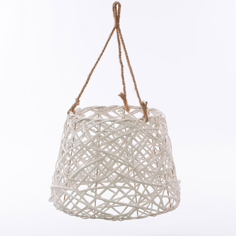 foto del prodotto giordanoshop paralume a sospensione 40xh28 cm in vimini bombato bianco