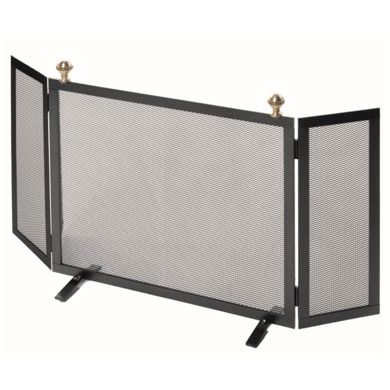 foto del prodotto giordanoshop parascintille con antine 80x46 cm con pomoli decorativi in ottone in ferro verniciato grigio martellato