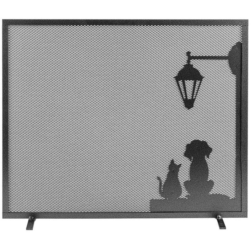 foto del prodotto giordanoshop parascintille per camino 1 anta 60x51cm in ferro verniciato grigio martellato