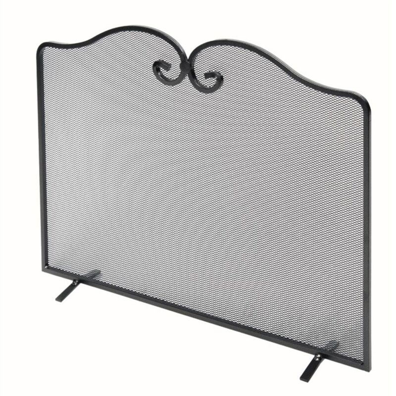 foto del prodotto giordanoshop parascintille per camino 70x56 cm bordo superiore a spirale doppia in ferro verniciato grigio martellato