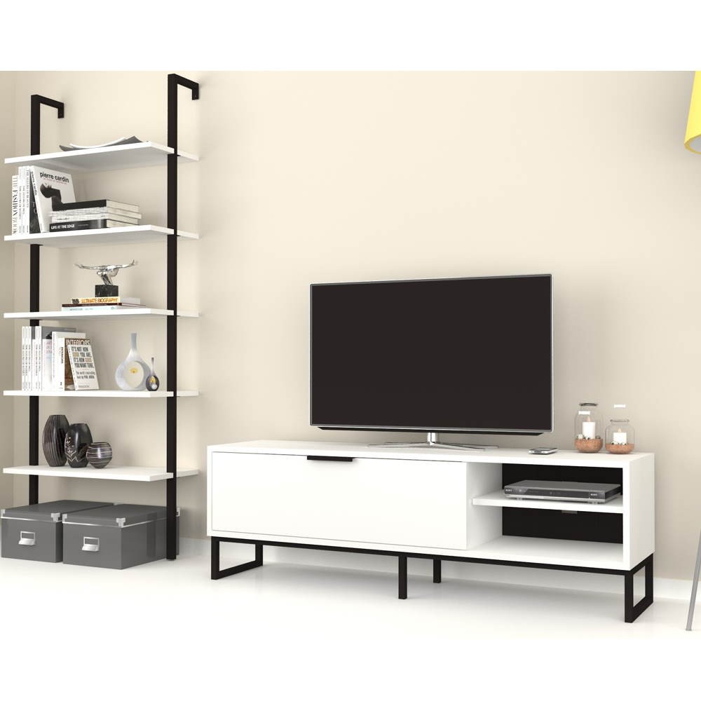 foto del prodotto giordanoshop parete attrezzata porta tv e libreria way bianca