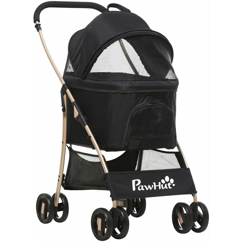 foto del prodotto giordanoshop passeggino per cani pieghevole 82x49,5x98 cm con tettuccio nero