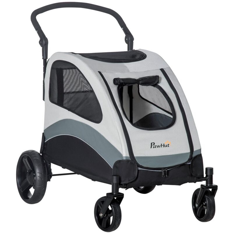 foto del prodotto giordanoshop passeggino per cani taglia media 107x72x102 cm con borsa portaoggetti grigio