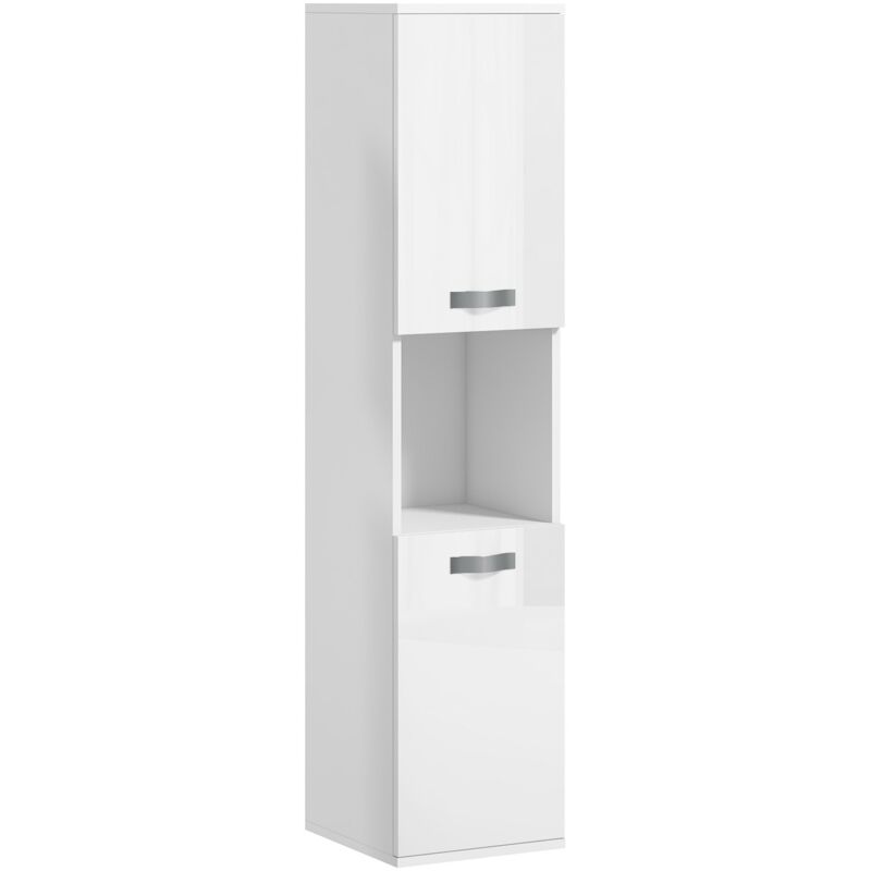 foto del prodotto giordanoshop pensile da bagno 2 armadietti e vano a giorno 30x30x131,5 cm in legno bianco