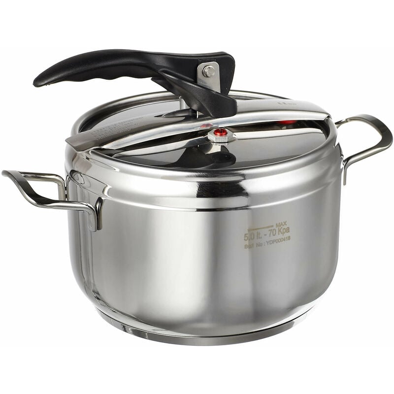 foto del prodotto giordanoshop pentola a pressione 5 litri in acciaio antiaderente induzione collection chic acciaio nero