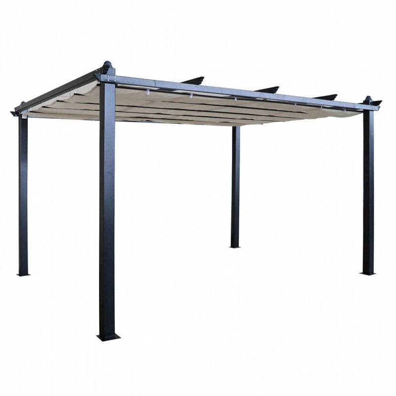 foto del prodotto giordanoshop pergola da giardino 3x4 m in alluminio antracite telo beige