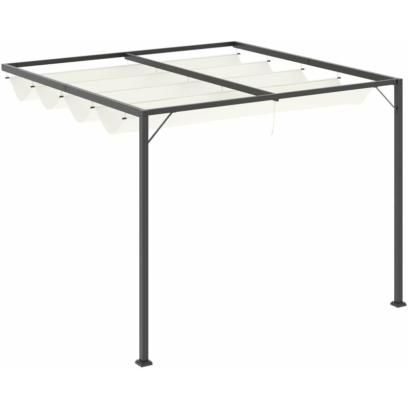 foto del prodotto giordanoshop pergola da giardino a parete 3x3m tettuccio scorrevole in metallo crema
