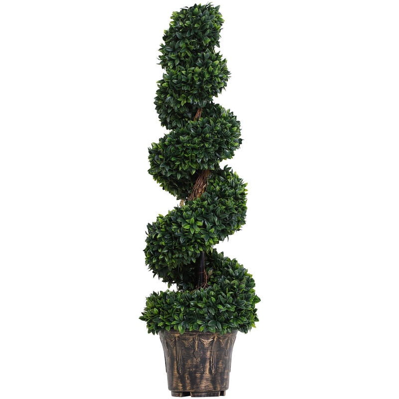 foto del prodotto giordanoshop pianta artificiale bosso a spirale 32x112 cm con vaso verde