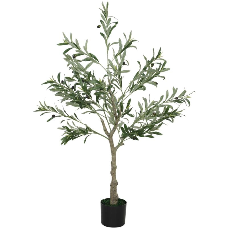 foto del prodotto giordanoshop pianta artificiale di ulivo 120 h cm con 450 foglie e 20 olive vaso incluso