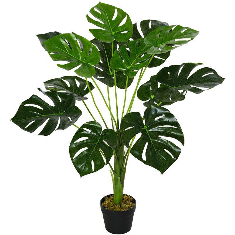 foto del prodotto giordanoshop pianta artificiale monstera h85 cm con vaso verde