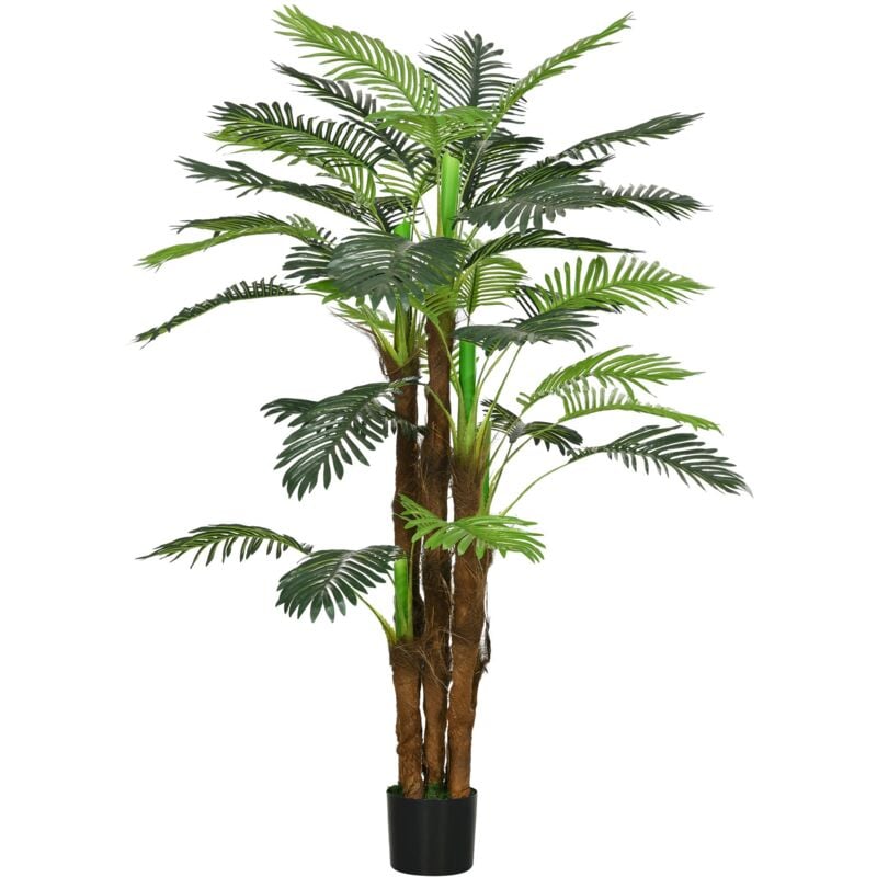 foto del prodotto giordanoshop pianta artificiale palma verde con 36 foglie da 160 cm in vaso in pe e cemento per interno ed esterno