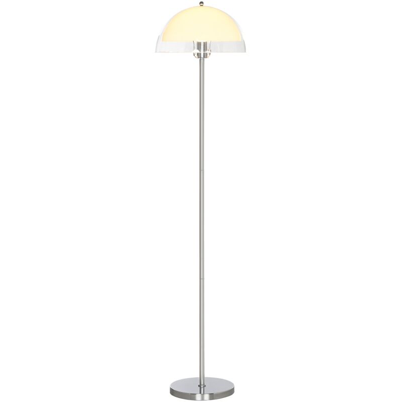 foto del prodotto giordanoshop piantana da interno lampada da terra paralume doppio e27 metallo e acrilico 35x150 cm bianco