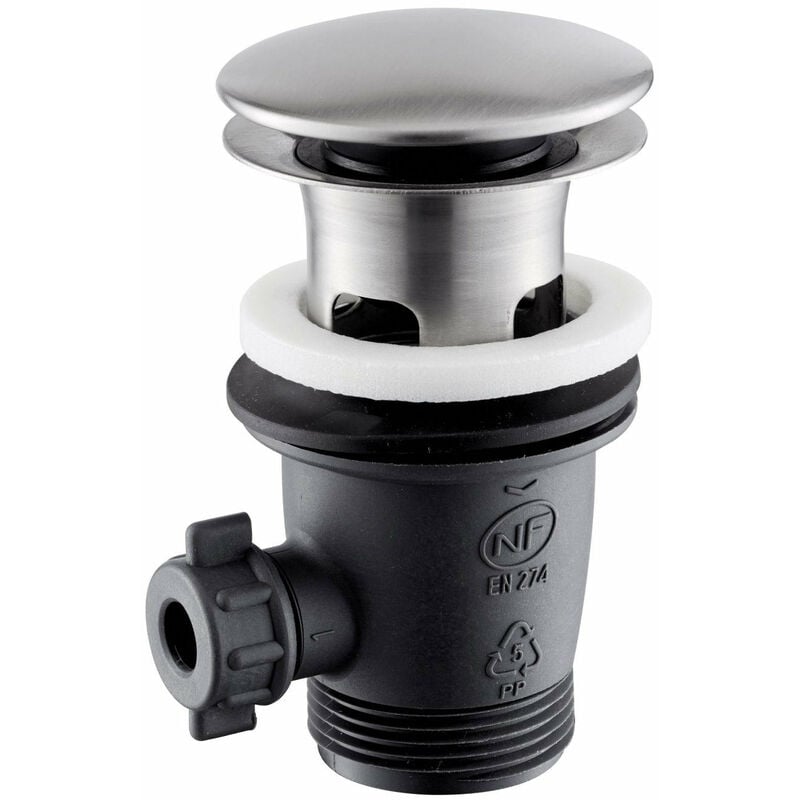 foto del prodotto giordanoshop piletta di scarico a pulsante da 11 4 in acciaio inox satinato nilo