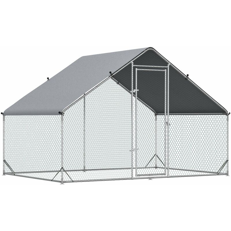 foto del prodotto giordanoshop pollaio gabbia per galline da esterno 3x2x2m telaio zincato argento