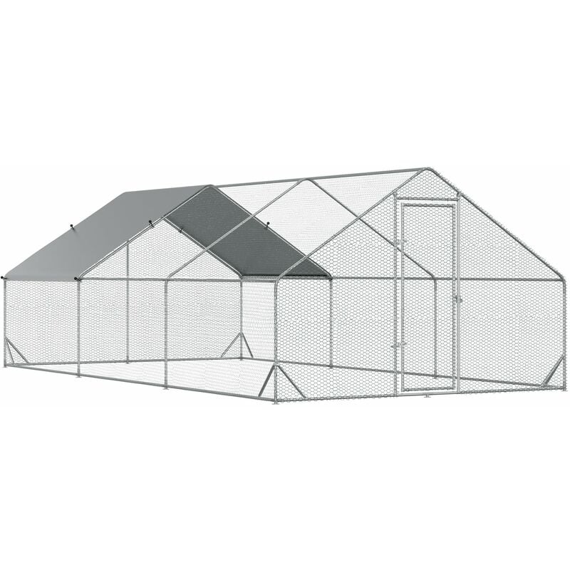 foto del prodotto giordanoshop pollaio gabbia per galline da esterno 3x6x2m telaio zincato argento