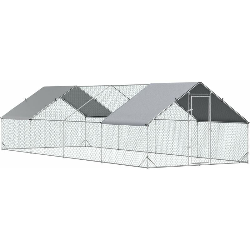 foto del prodotto giordanoshop pollaio gabbia per galline da esterno 3x8x2m telaio zincato argento