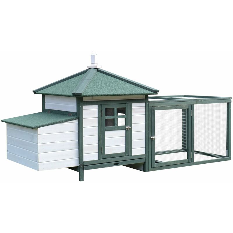 foto del prodotto giordanoshop pollaio gabbia per galline da esterno 64x64x97 cm in legno bianco e verde