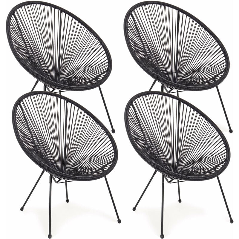 foto del prodotto giordanoshop poltrona da giardino 72x78x89 cm in acciaio e corda parker nero