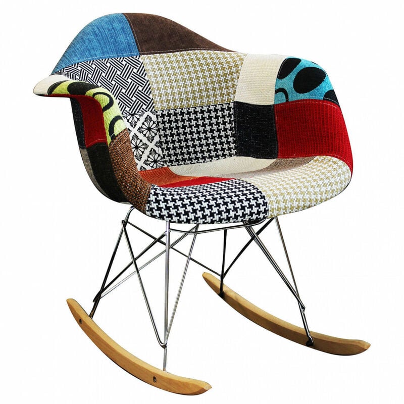 foto del prodotto giordanoshop poltrona dondolo moritz 53x47x82 h cm in legno patchwork