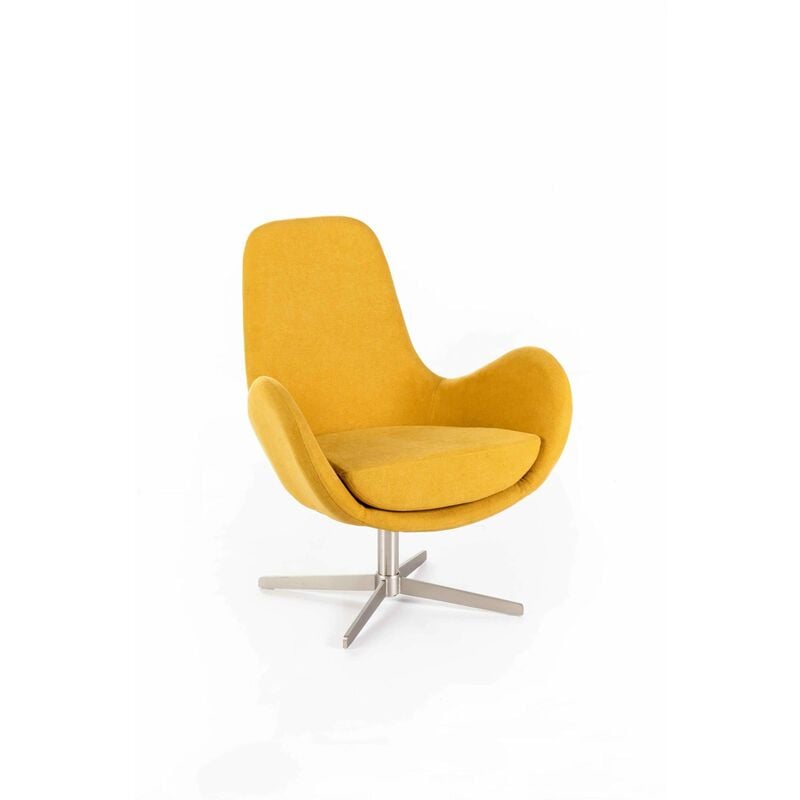 foto del prodotto giordanoshop poltrona girevole 64x72xh42 cm in tessuto olga giallo