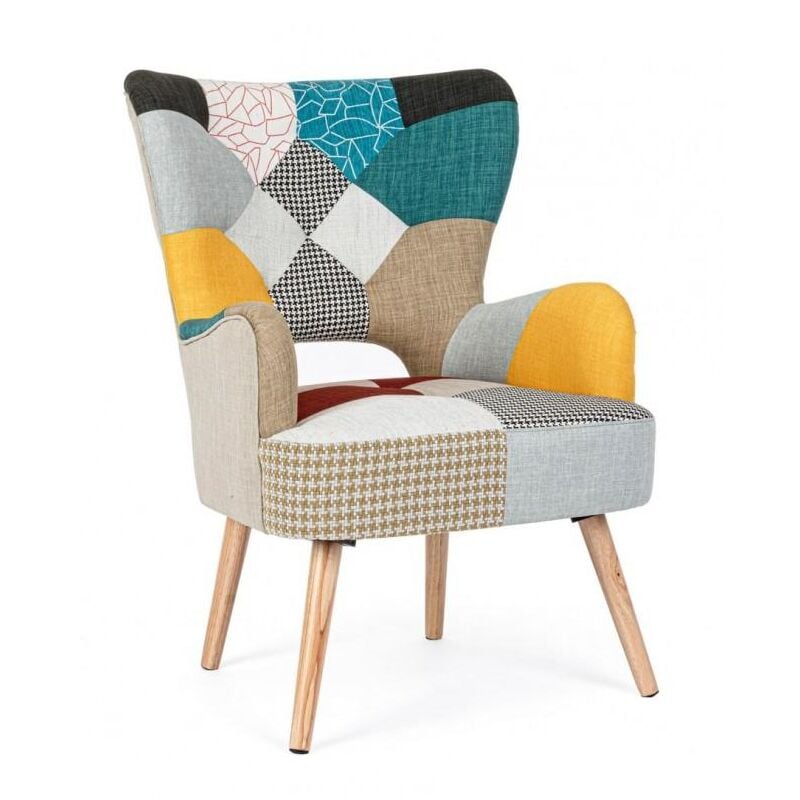 foto del prodotto giordanoshop poltrona imbottita 65x68x92 cm in tessuto patchwork