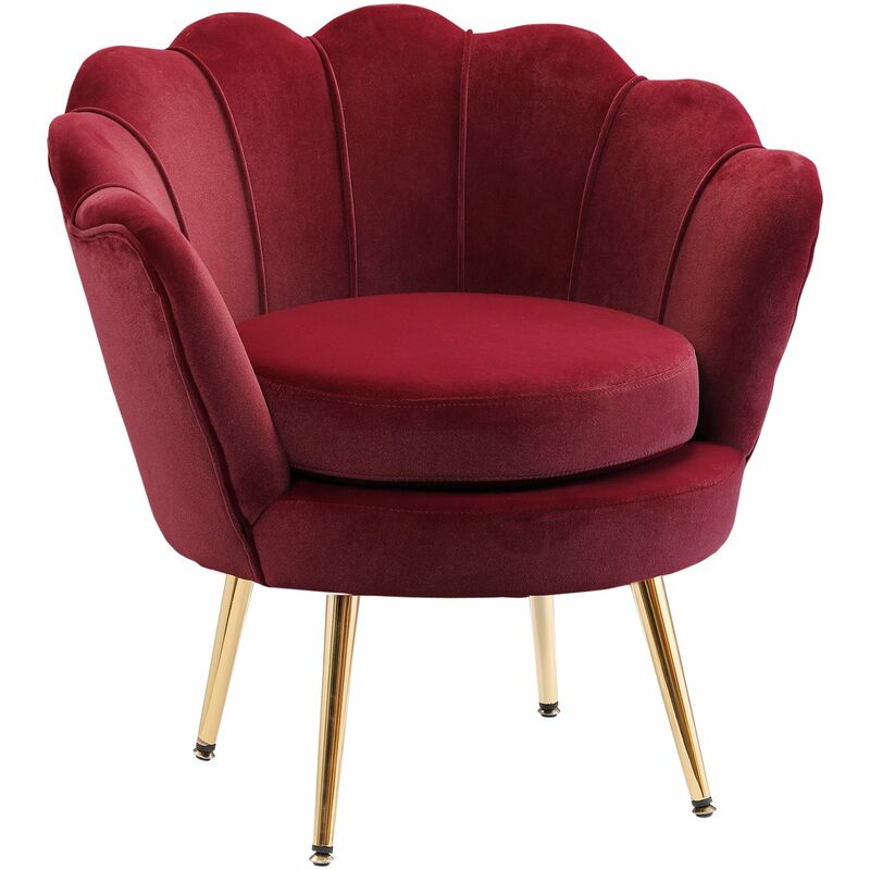 foto del prodotto giordanoshop poltrona imbottita 76x67x74 cm in tessuto vellutato rosso