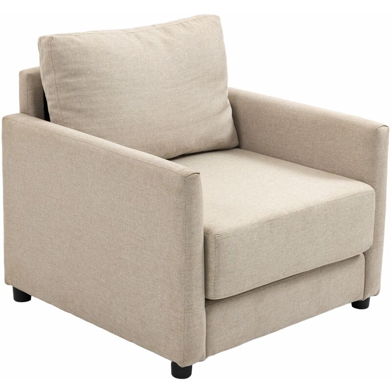 foto del prodotto giordanoshop poltrona imbottita 80x85x88 cm in tessuto effetto lino beige