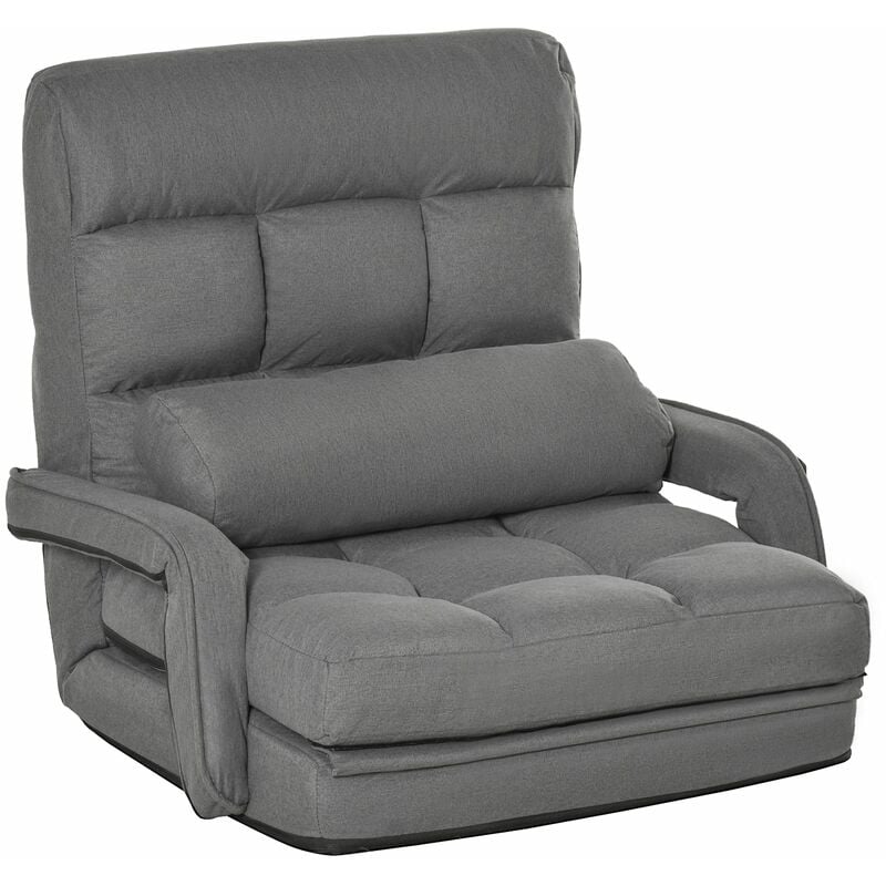 foto del prodotto giordanoshop poltrona letto singolo trasformabile 62x78x70 cm in tessuto effetto lino grigio