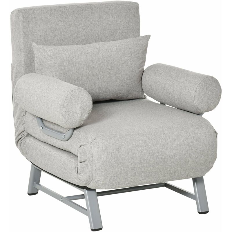 foto del prodotto giordanoshop poltrona letto singolo trasformabile 73x60x81 cm schienale reclinabile grigia