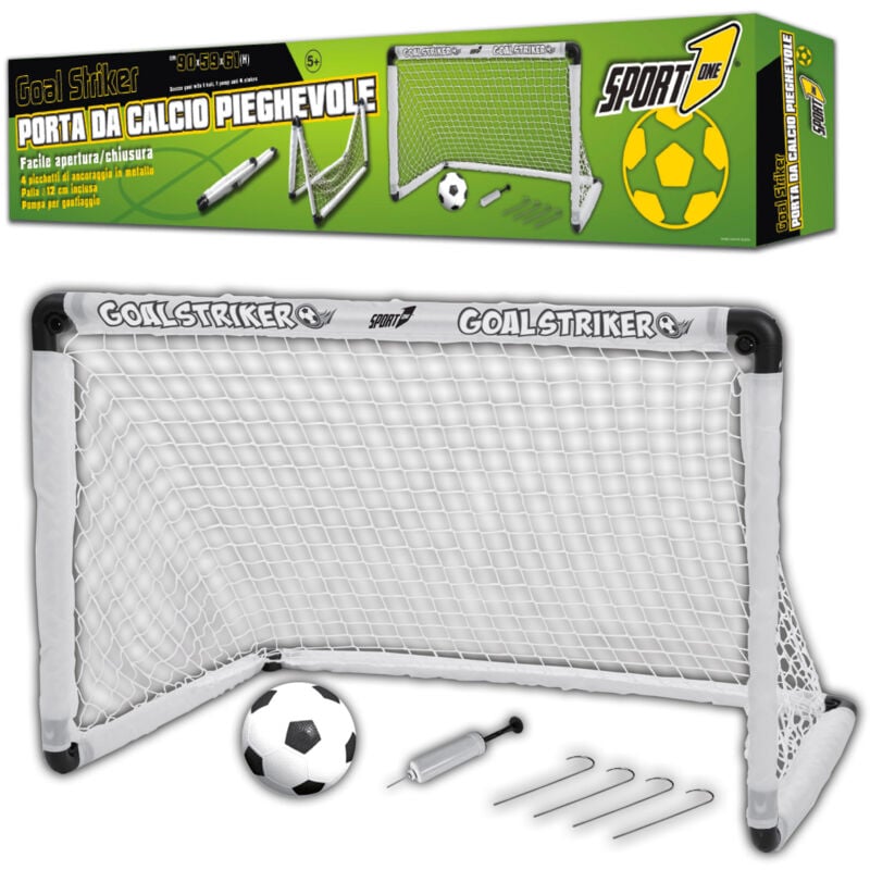 foto del prodotto giordanoshop porta da calcio 90x59x61 cm pieghevole goal stiker bianca