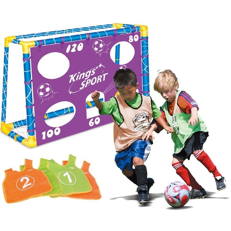 foto del prodotto giordanoshop porta da calcio per bambini 130 x 100 cm con fori punteggio 4 casacche e pallone