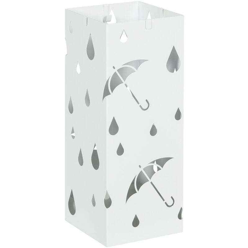 foto del prodotto giordanoshop portaombrelli con 4 ganci e vaschetta raccogligocce 15,5x15,5x41cm in metallo bianco